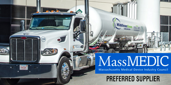 A photo of a Middlesex truck being represented as MassMedic preferred supplier