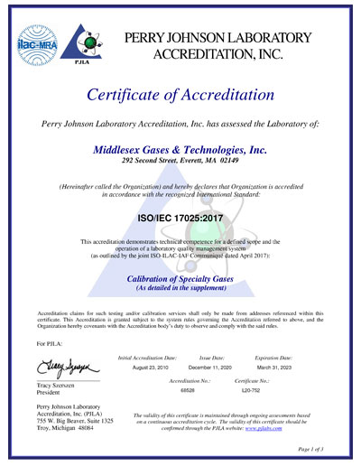 A photo of a certificate of accreditation