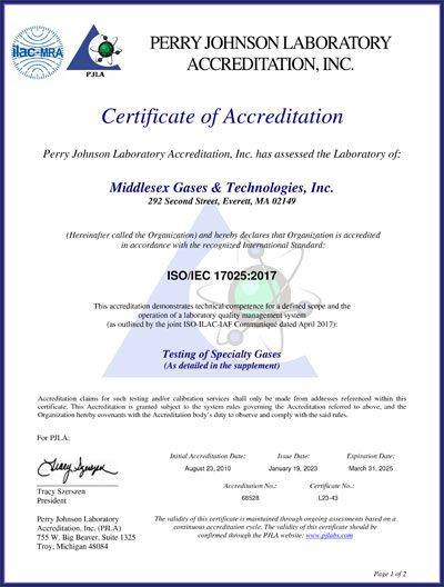 A photo of a certificate of accreditation