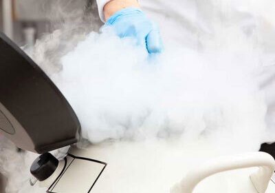 Photo of a person handling gas, used for blog post 'The Value of Monitoring Critical ln2 and CO2 Gases Supplying Cryo-Freezers, Incubators, and Mass Spectrometers.