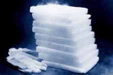 A photo of slices of dry ice
